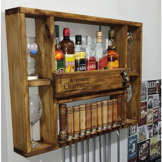 Porta espeto e barzinho com abridor " cantinho do Churrasco"