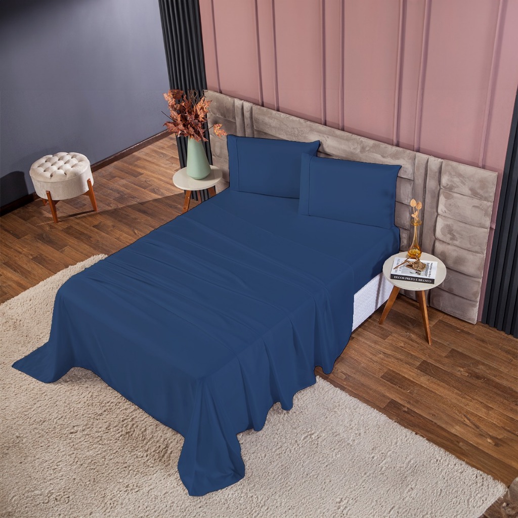 Roupa De Cama 400 Fios 04 Peças Com Fronhas Ponto Palito Toque Macio