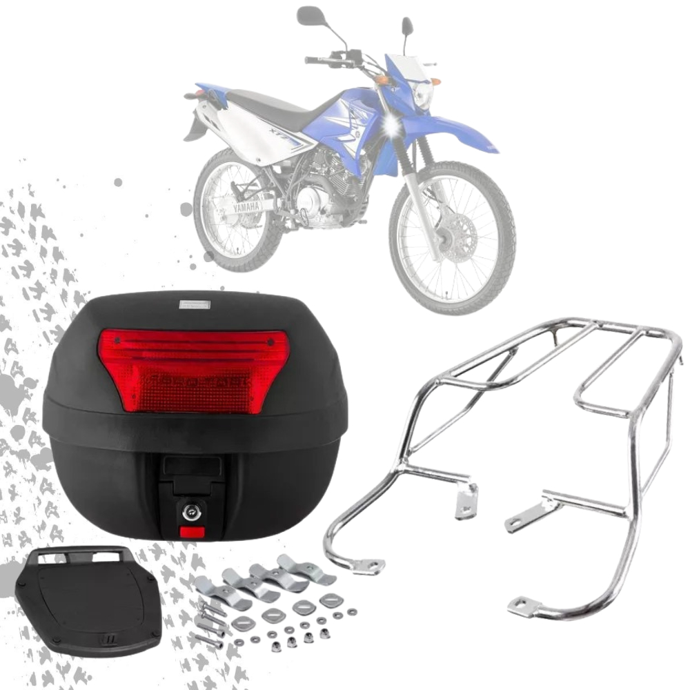 Bauleto Bau 28 Litros Com Bagageiro Sansão Churrasqueira Moto Xtz Lander 250 2007 a 2018