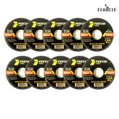 KIT 10 DISCOS DE CORTE AÇO / INOX 4.1/2" x 115x 22x1.0mm 2 TELAS REFORÇADO - FERTAK