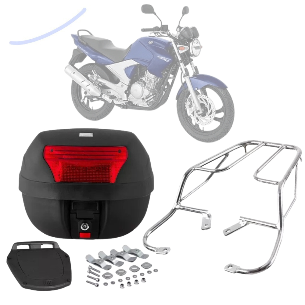Bauleto Bau 28 Litros Com Bagageiro Sansão Churrasqueira Moto Fazer 250 2005 a 2017
