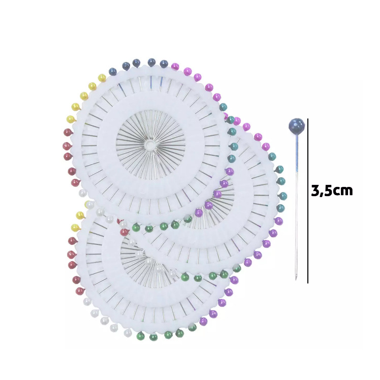 Alfinete de Cabeça Bola Colorida com 120 Unidades
