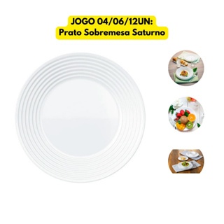 Kit Jogo 04/06/12 Pratos Sobremesa Duralex Saturno Opaline Vidro Temperado Almoço Resistente Jantar