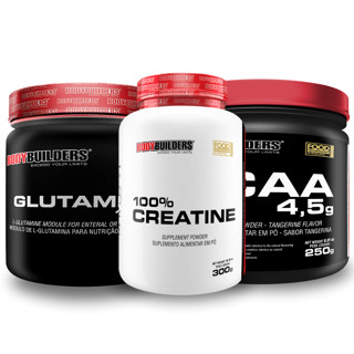 Kit Bcaa Powder em Pó 250g + Creatina Monohidratada 100% 300g + Glutamina 100% 300g - Bodybuilders