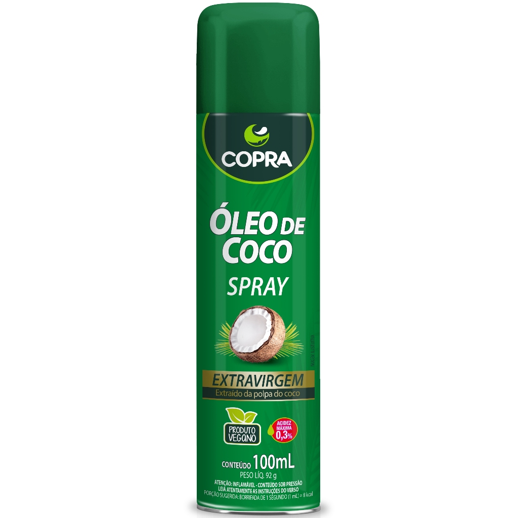 Óleo de Coco Extra Virgem em Spray 100ml sem Glúten Copra em Oferta na Shopee