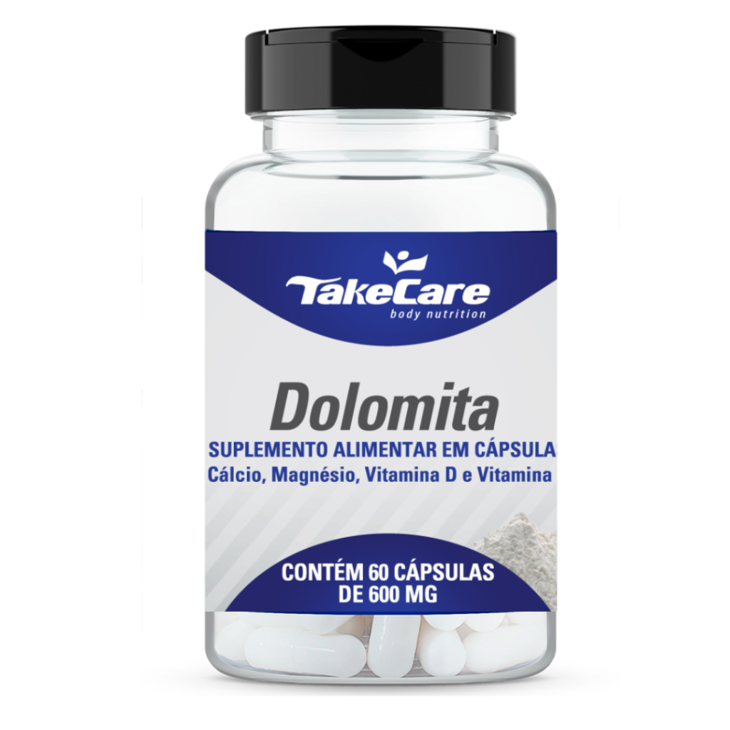 Dolomita com Magnésio Vitamina D3 e K2 60 capsulas Take Care 2 meses de uso