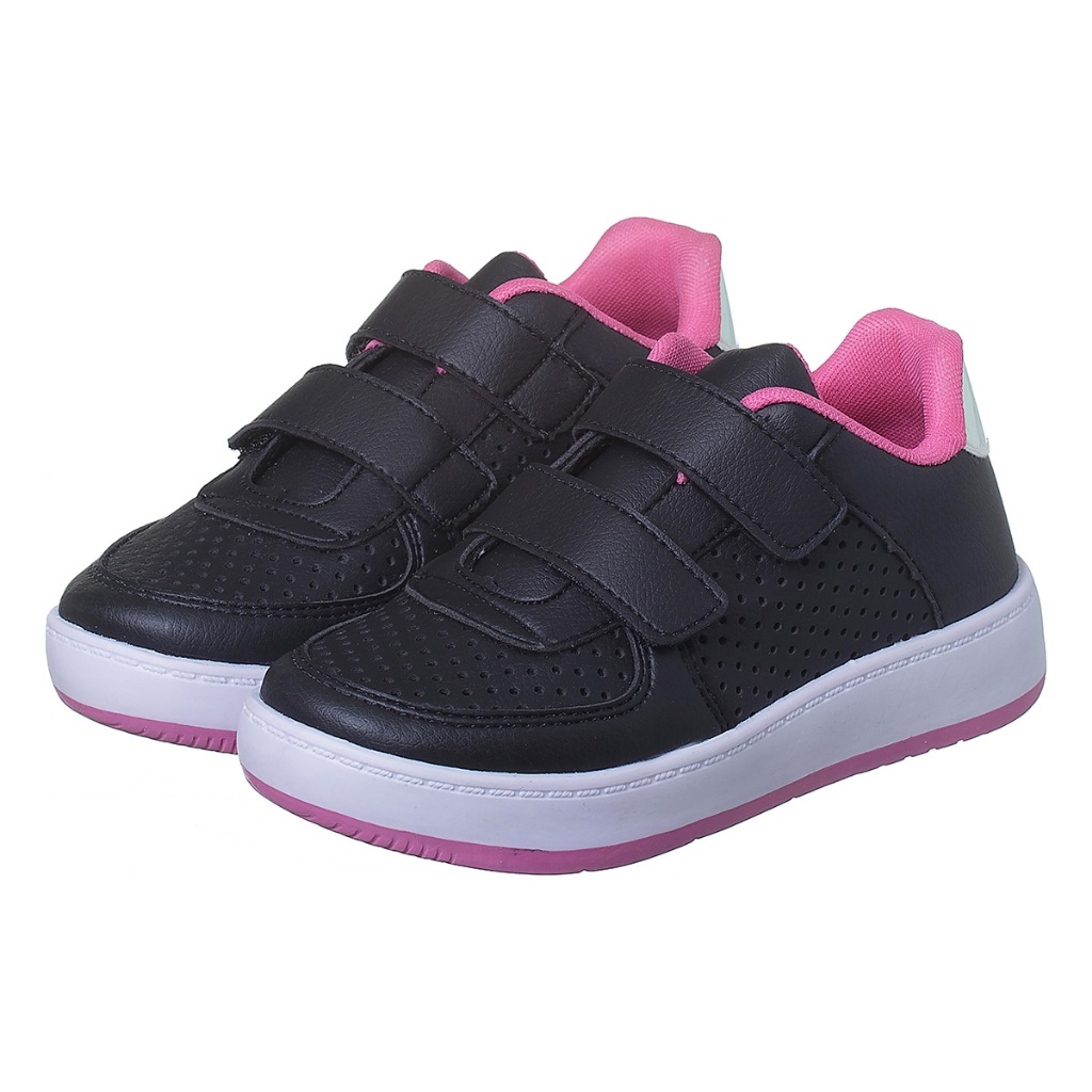 Tenis Infantil Casual Feminino Escolar Preto com Rosa Kidstep em Oferta na Shopee