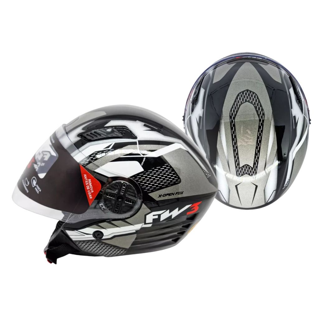 Detalhes do Capacete Aberto Fw3 X Open UP Fox Cores Oculos Viseira Moto