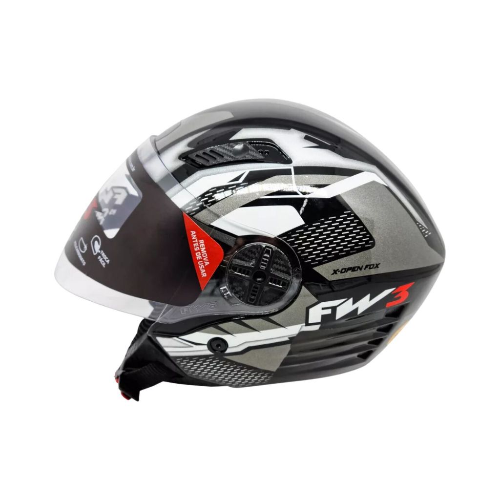 Capacete Aberto Fw3 X Open UP Fox Cores Oculos Viseira Moto