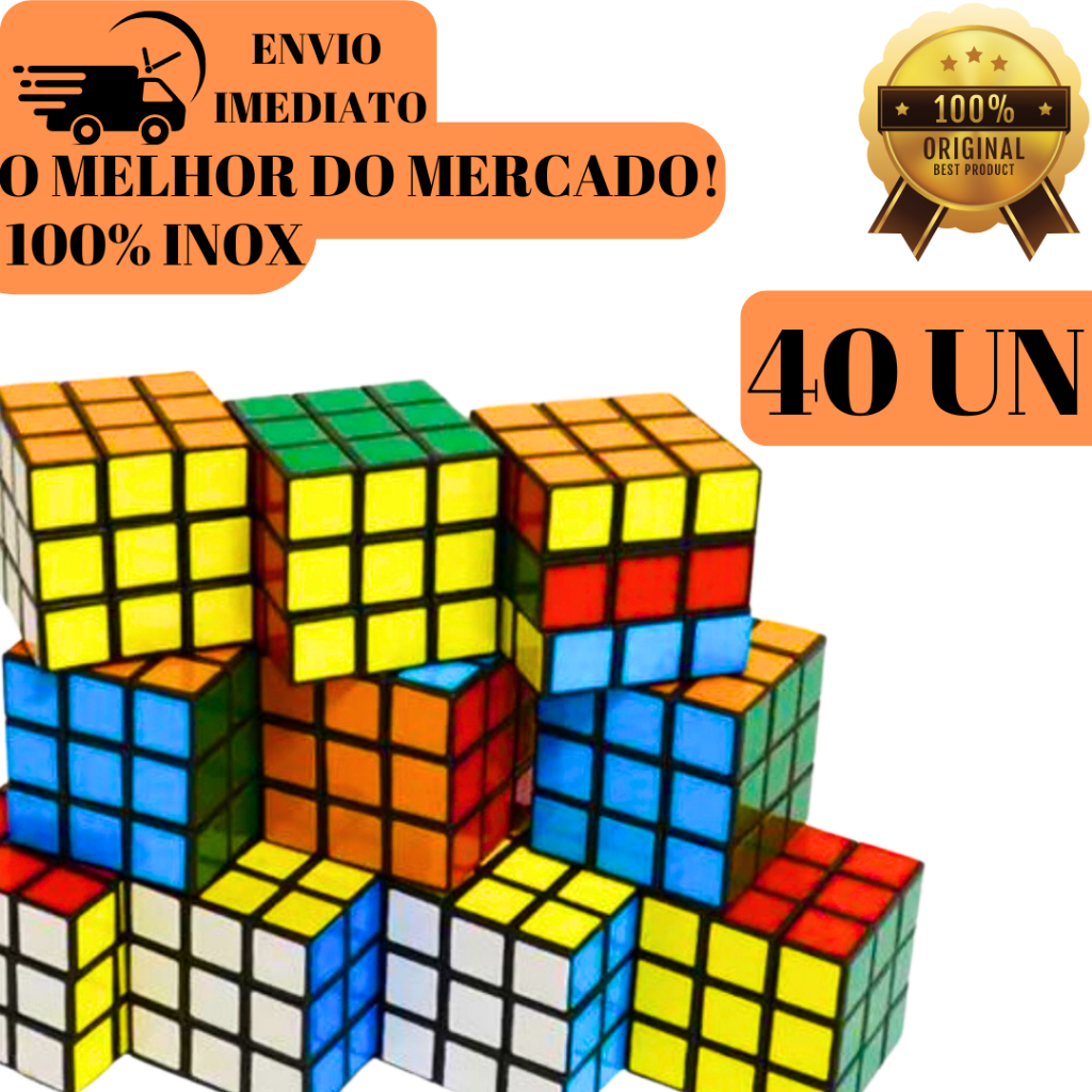 Kit 40 Cubo Mágico Pequeno 5 x 5 x 5 Cm Clássico De Exercitar a Mente Para Adultos e Crianças