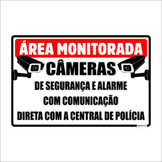 Placa Área Monitorada Por Câmeras de segurança - PS02 em Oferta na Shopee