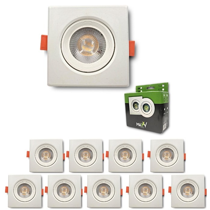 Kit 10 Spot Dicroica Quadrado Direcionável Led Smd 5w Frio iluminação residencial/comercial embutir