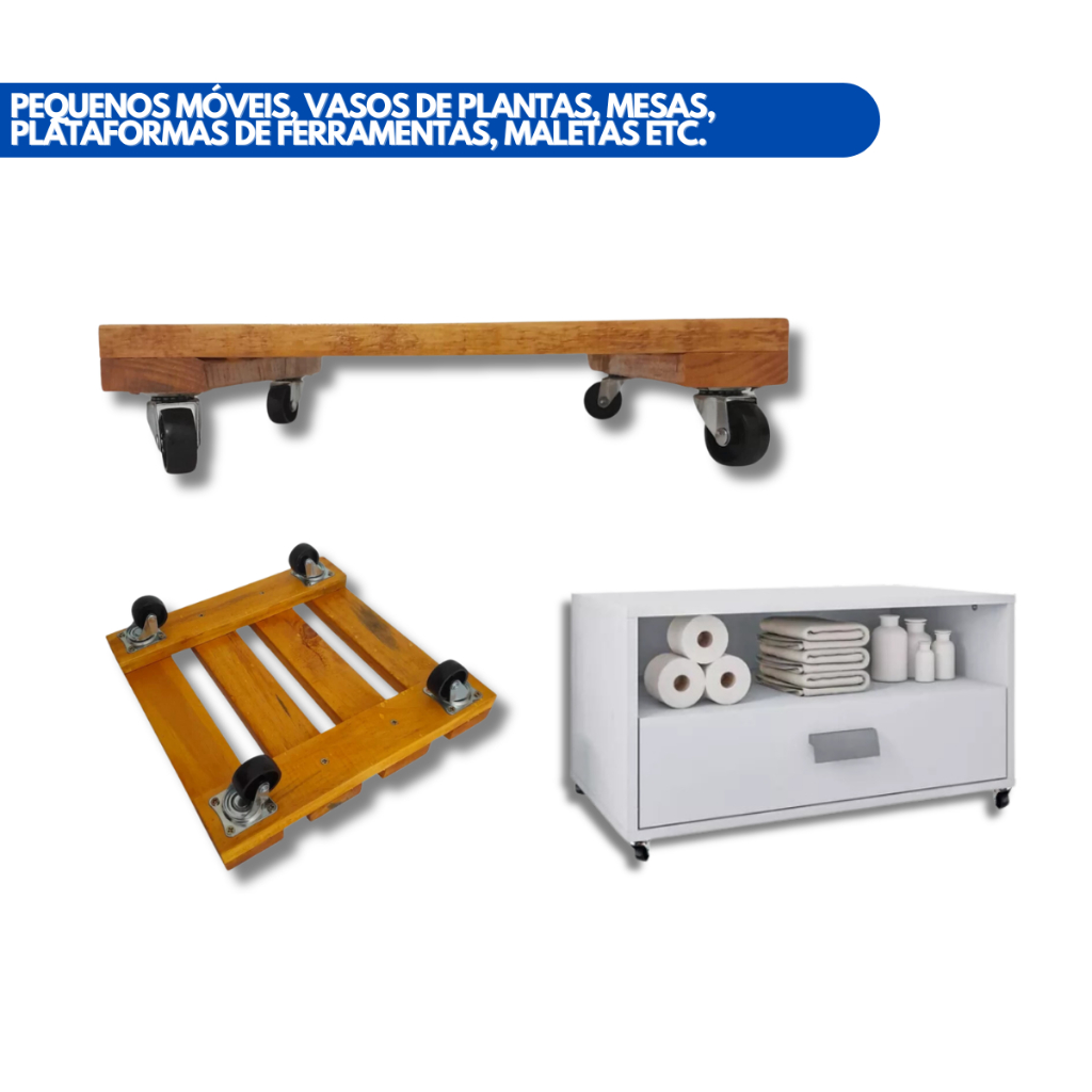 Rodinha 4 peças Giratórias 3,2 cm para móveis + Parafusos Rodizio para moveis