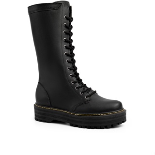 Bota Feminina Lumiss Coturno Tratorado Cano Médio Plataforma Confortável Zíper Blogueira em Oferta na Shopee