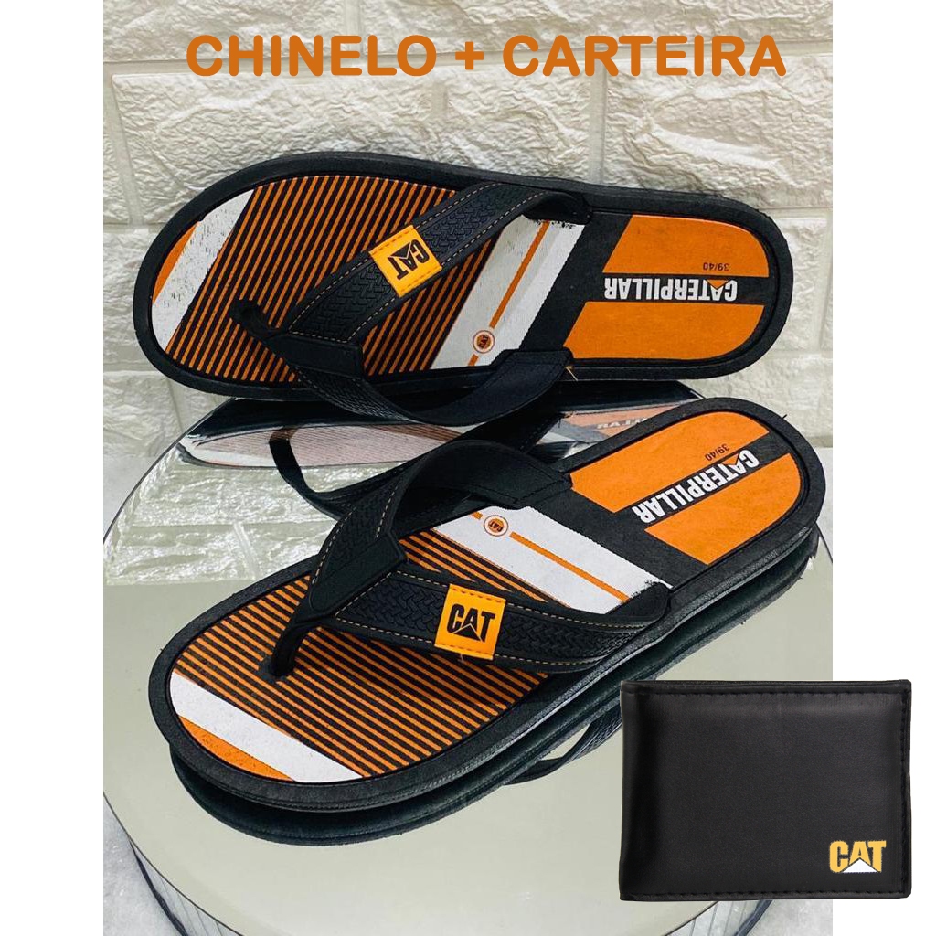 KIT Chinelo + Carteira Caterpillar de Dedo Anti-derrapante Macio Confortável CAT em Oferta na Shopee