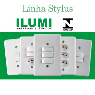 Tomada e interruptor Ilumi linha stylus 4x2 10A 20A monobloco em Oferta na Shopee