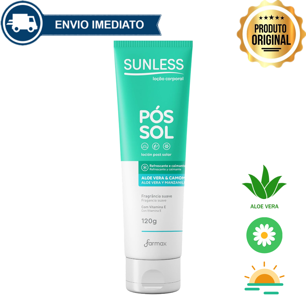 Kit Pós Sol com Aloe Vera e Camomila Sunless 120g Alívio e Hidratação Envio Imediato