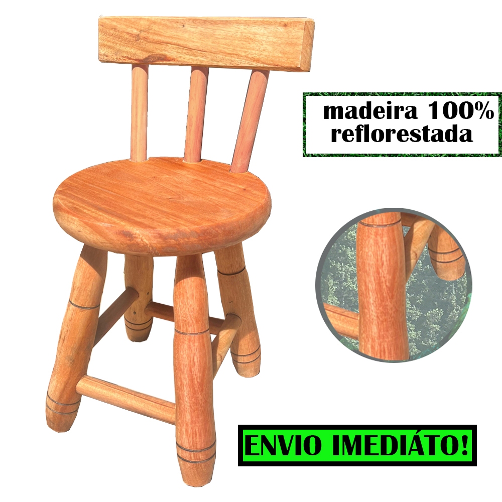 Banquinho com Encosto Infantil Banqueta Pequena Madeira Maciça Cadeirinha Infantil Banquinho Criança