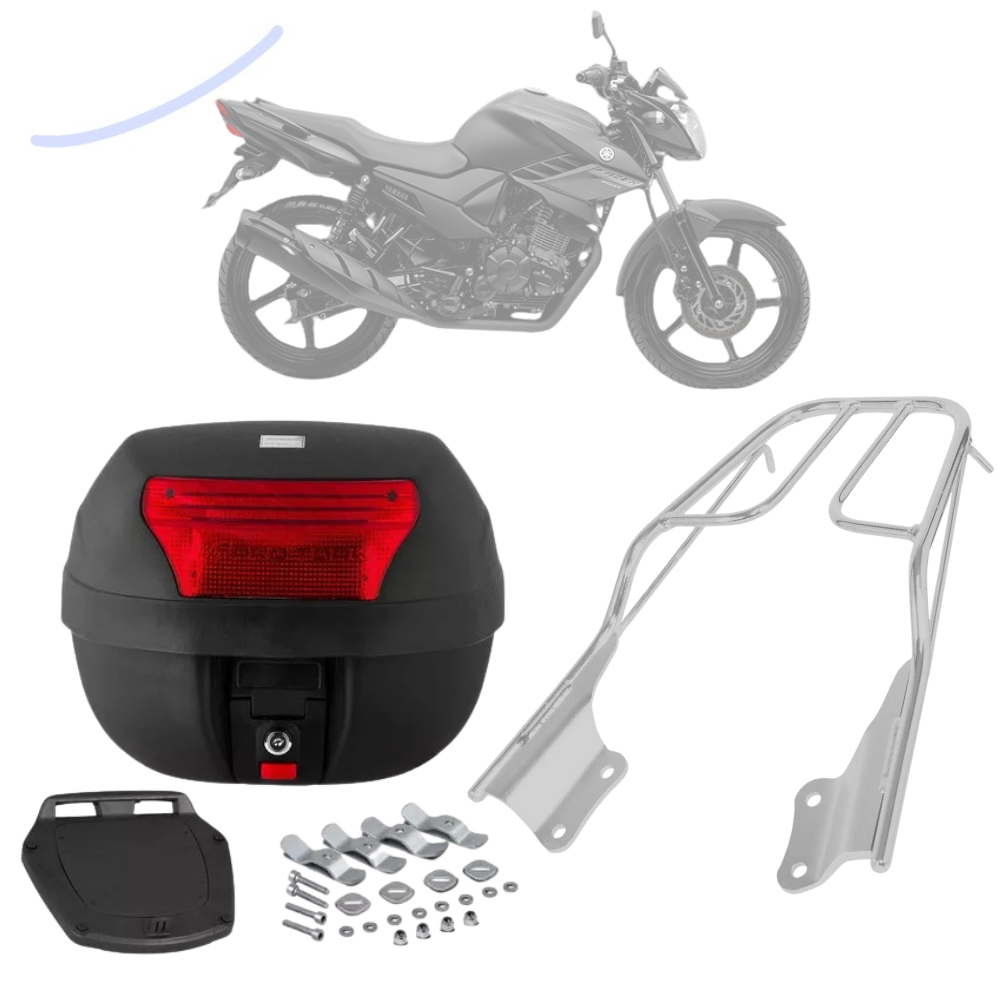 Bauleto Bau 28 Litros Com Bagageiro Sansão Churrasqueira Moto Fazer E Factor 125 E 150 2017 a 2024