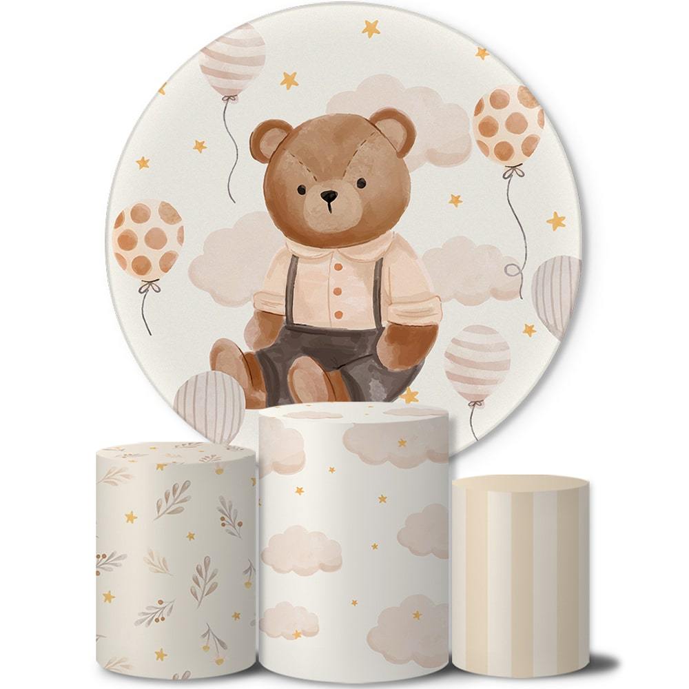 Trio Capas Cilindros + Painel Tema Ursinhos Veste Fácil