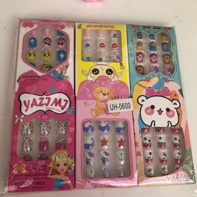 Unhas Infantil Postiças para Crianças/Estilos enviados aleatoriamente em Oferta na Shopee