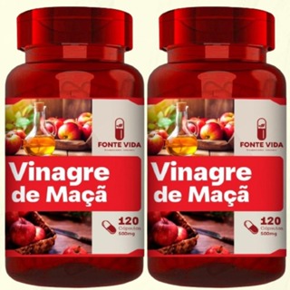 KIT 2 Vinagre de Maça 500MG 120 Capsulas (Fonte Vida). em Oferta na Shopee