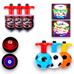 Pião Musical Luminoso Com Lançador Automático Luz e Som Brinquedo