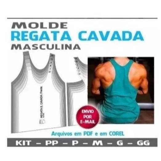 MOLDE REGATA CAVADA BODY BUILDING MASCULINA TAMANHOS SEPARADOS