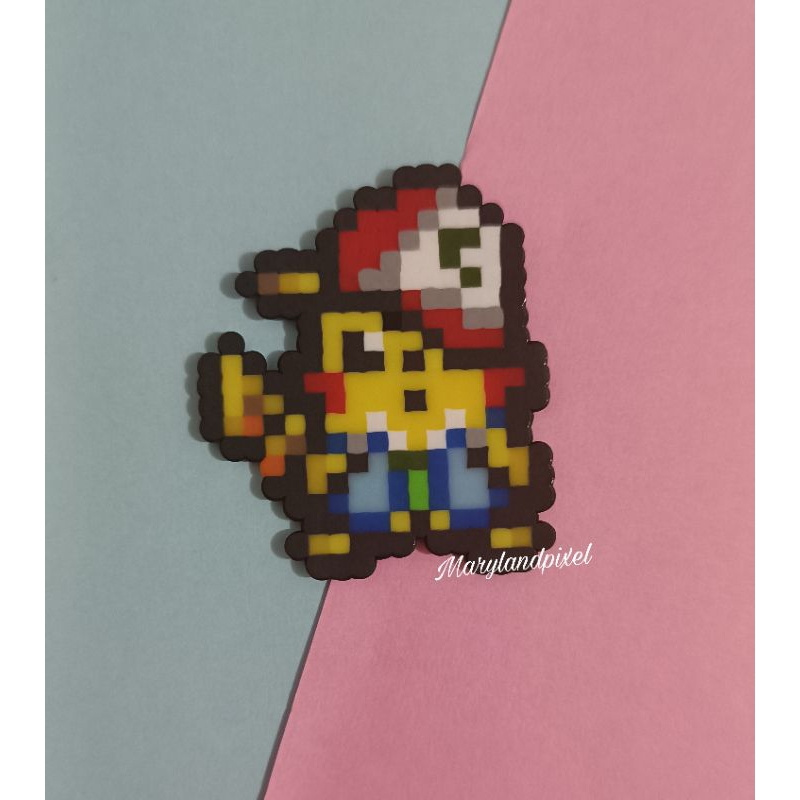 Pokémon Pikachu de boné / pixel art hama beads/ chaveiros