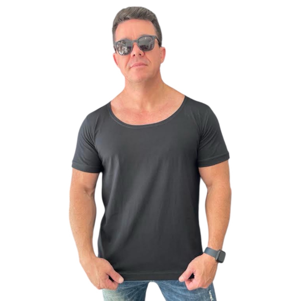 CAMISETA GOLA CANOA ALGODÃO STECCHI CASUAL