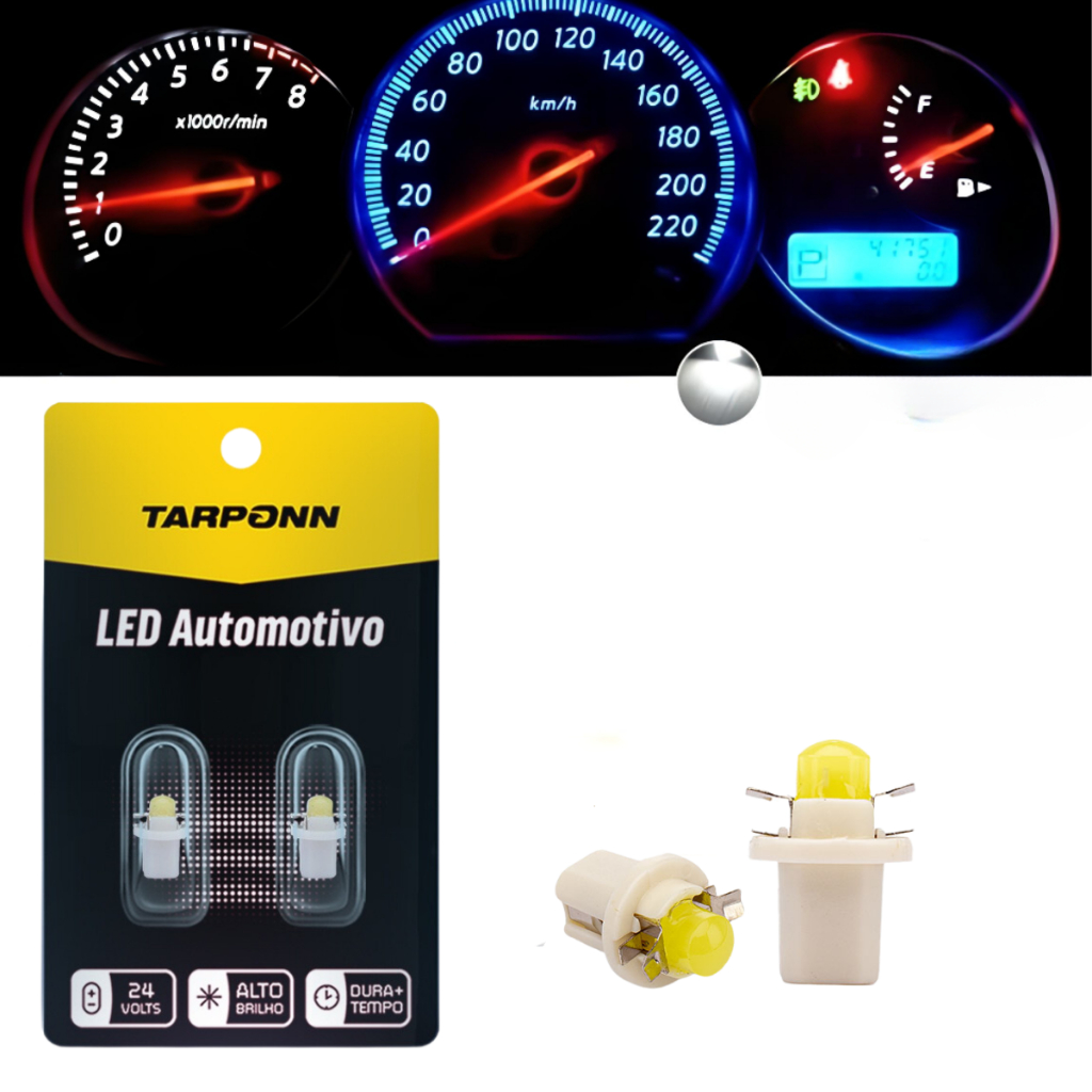 Par De Lâmpadas Led Painel Carro Moto Caminhão Pinguinho c/ Soquete T5-base 24v Tarponn em Oferta na Shopee