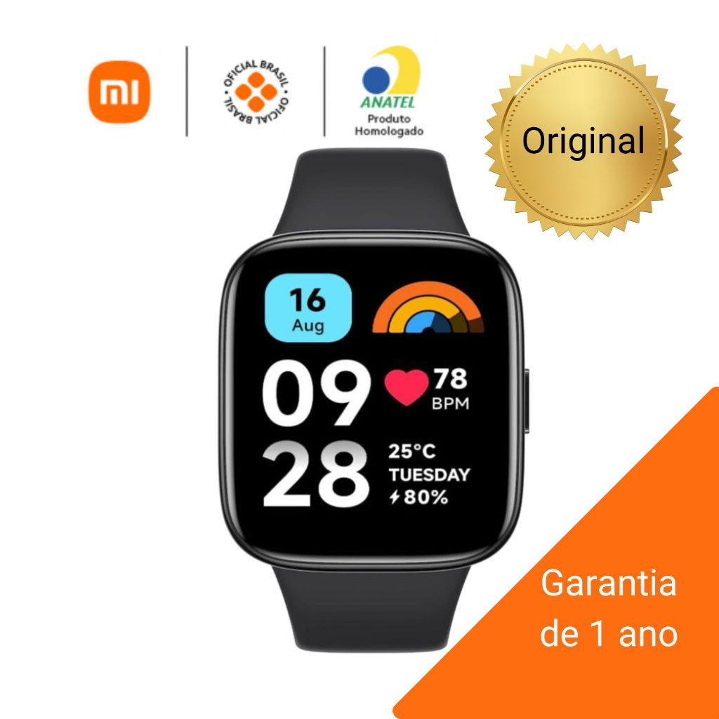 Smartwatch Xiaomi original Redmi watch active 3 Bluetooth 1,83" LCD relógio preto