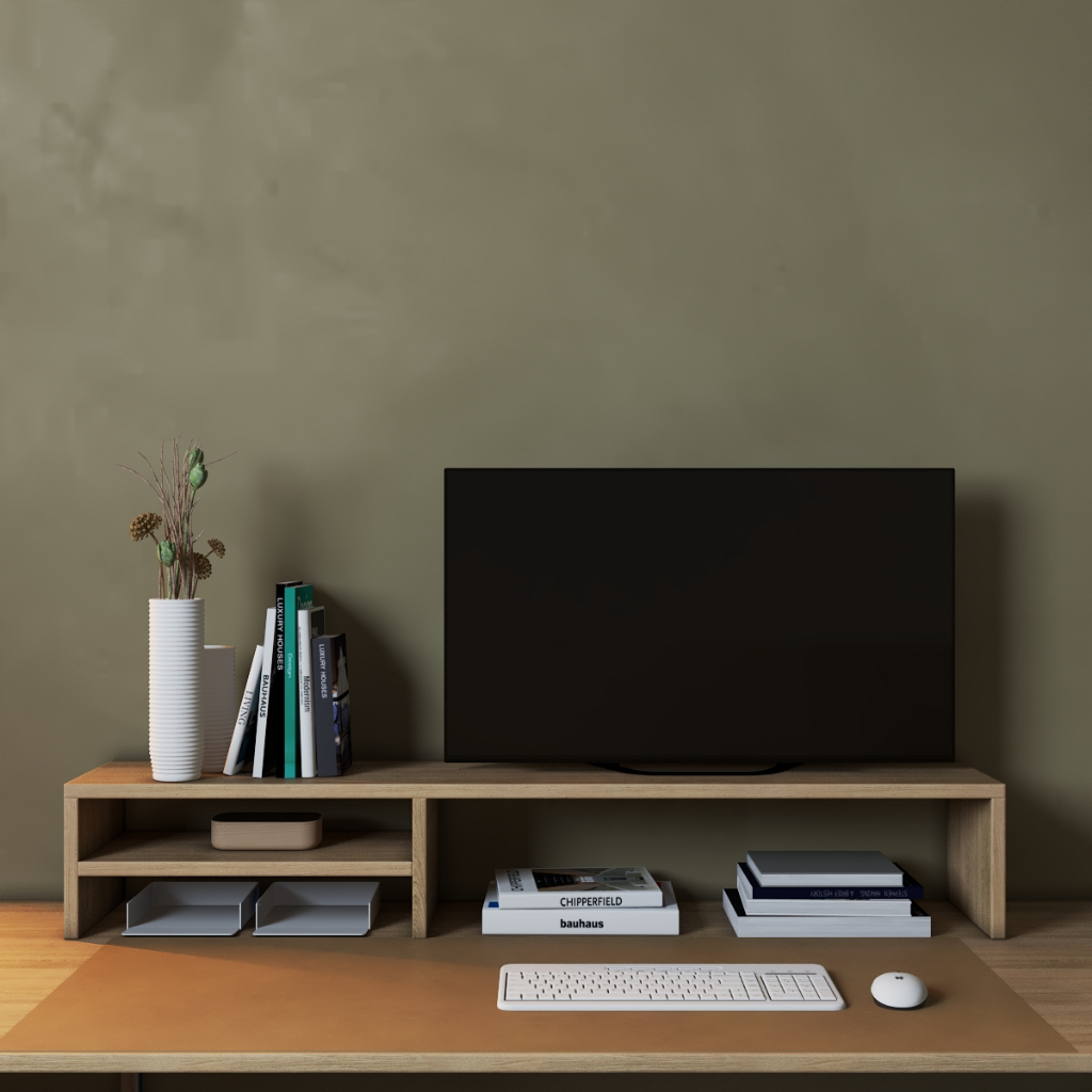 Suporte Monitor Mesa Madeira MDP Cor Mel em Oferta na Shopee