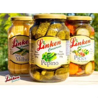 KIT 3 CONSERVAS LINKEN (MILHO, PEPINO, PICLES) em Oferta na Shopee
