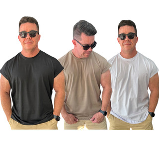Kit 3 Camisetas Algodão Regata Machão Sleevless Stecchi