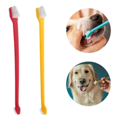 Escova de Dente Dupla Caes Cachorro E Gatos Pet Kit com 02 Unidades