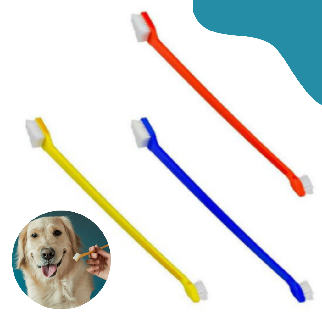 Escova de Dente Dupla Caes Cachorro E Gatos Pet Kit com 03 Unidades