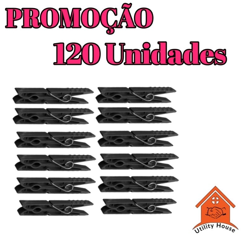 kit 120 Unidades prendedor Plástico cod:001 em Oferta na Shopee