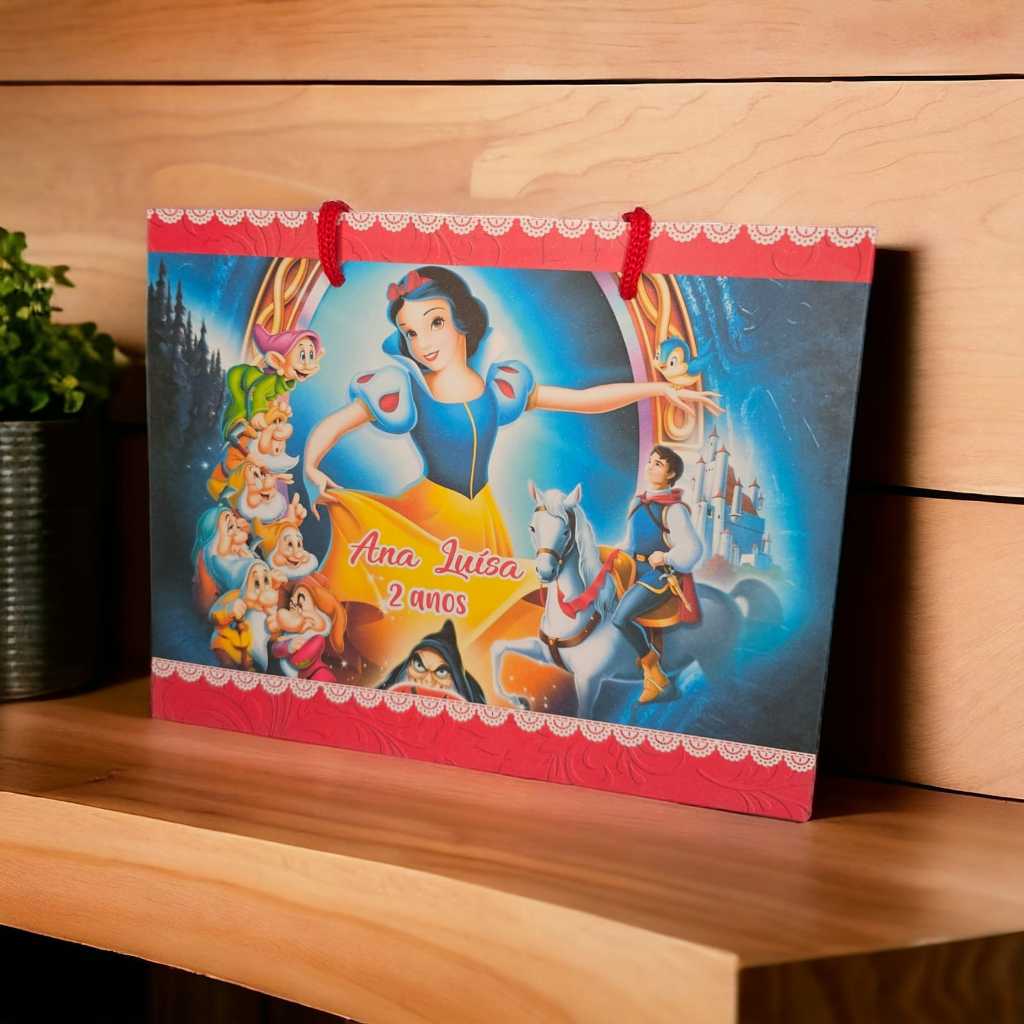 Kit Sacolinhas Personalizadas Festa (G) Branca de Neve (20x16x6cm)