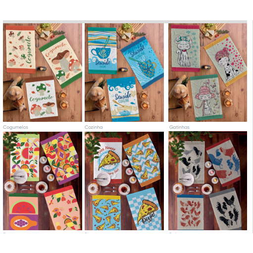 Kit 10 Panos de Prato Copa Atoalhado Teka Primore 100% Algodão Estampados