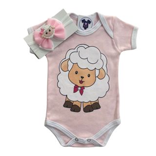 Body Bebê Menina Ovelha + Laço- Temático - Mesversario em Oferta na Shopee