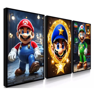 Quadro decorativo super mario game nintendo 3 peças sala quarto cozinha escritório e escritório decoração em Oferta na Shopee