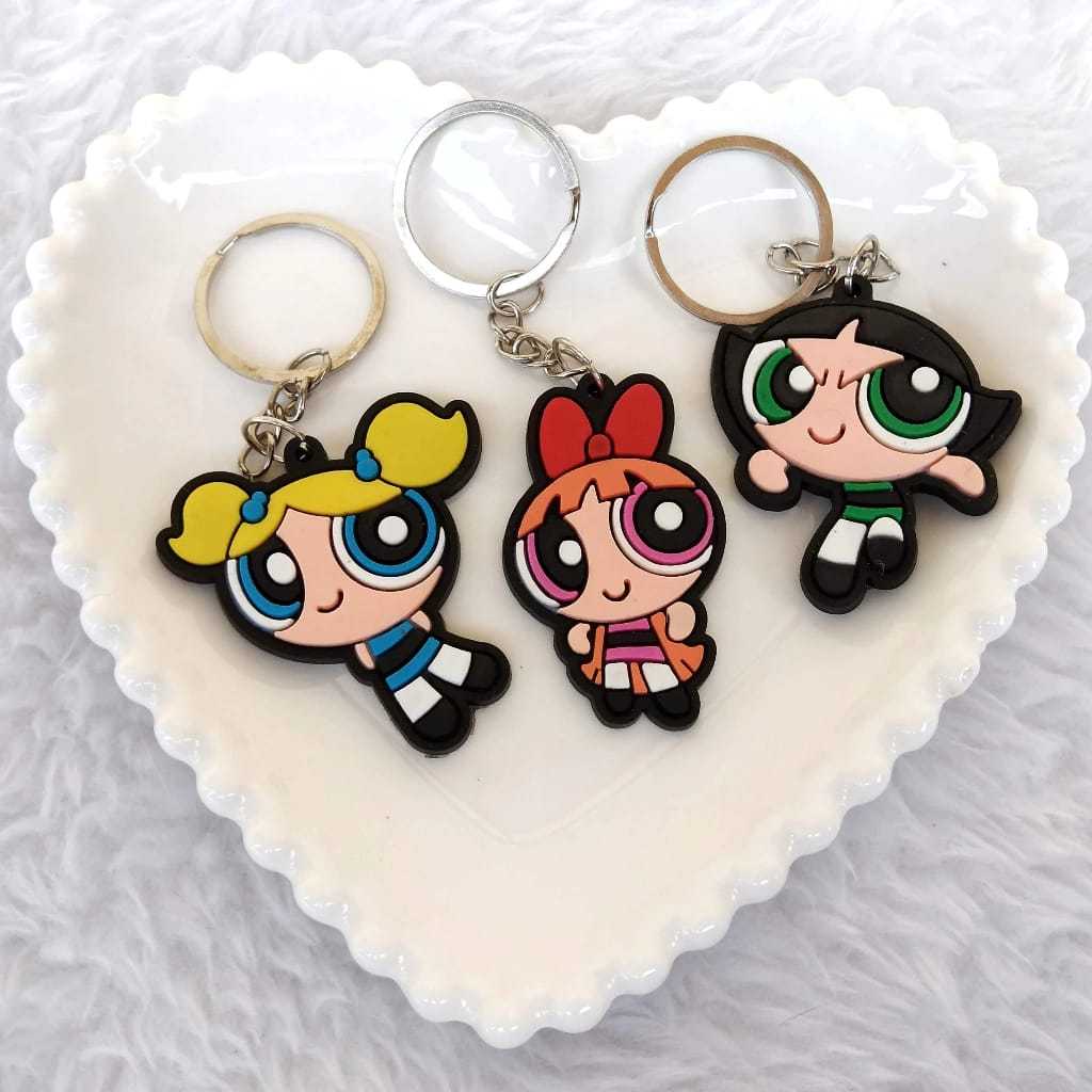 Kit 3 Chaveiro Emborrachado Meninas Super Poderosas Lindinha Docinho Florzinha