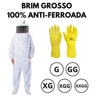 Macacão Roupa Apicultura Apicultor Brim GROSSO c/ Luvas G GG XG XGG XXGG em Oferta na Shopee