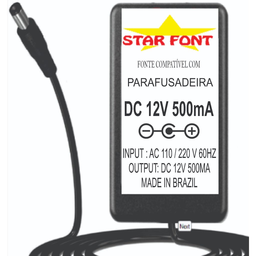 Carregador Fonte DC 12V Para Parafusadeira Black e Decker Ld12 e cd961