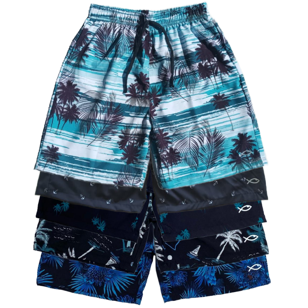 Kit 3 Short Masculino de Menino Bermuda Tactel com Elastano Moda Praia Verão Envio Rápido
