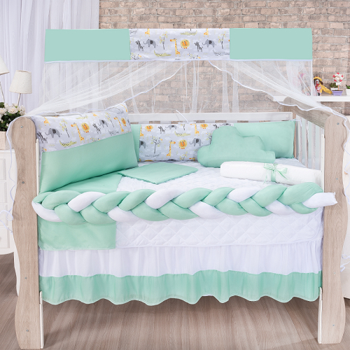Kit De Berço Imperial 11 Peças Safari Verde Envio Imediato