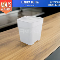 Lixeira De Pia C/ Tampa Cozinha Bancada Slim 2,5l Compacta Multiuso Plástico UZ
