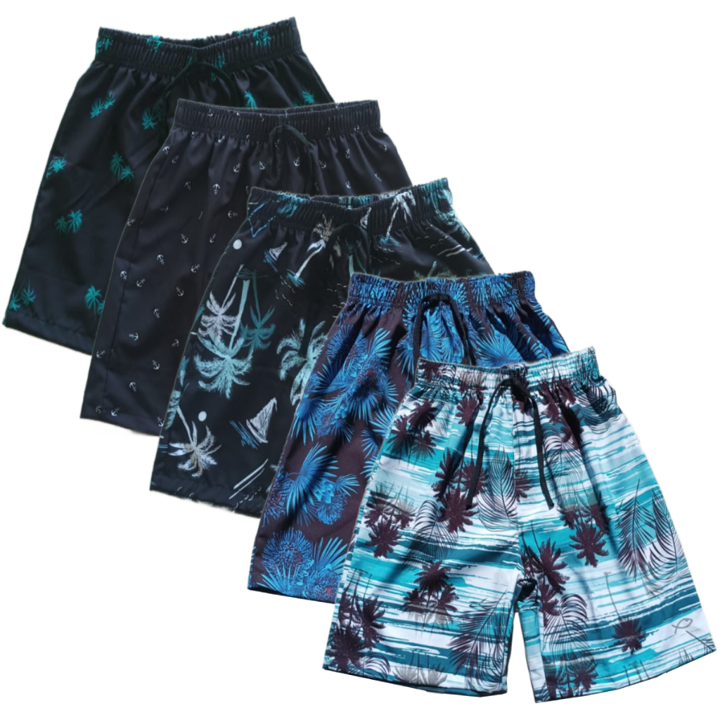 Bermuda de Menino Tactel com Elastano Infantil Juvenil Mauricinho Moda Praia Estampadas Masculina