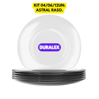 Jogo Kit 04/06/12Un Pratos Astral Raso Duralex Vidro Transparente Temperado  Restaurante Refeitório